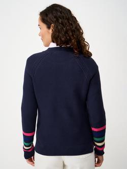 Crew Clothing Stripe Sleeve Jumper, Navy/Multi - view 2, Navy/Multi