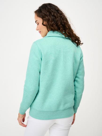 Crew Clothing Half Zip Marled Sweatshirt - view 2, Aqua Blue