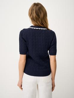 Crew Clothing Heritage Cable Knit Top - view 2, Navy Blue