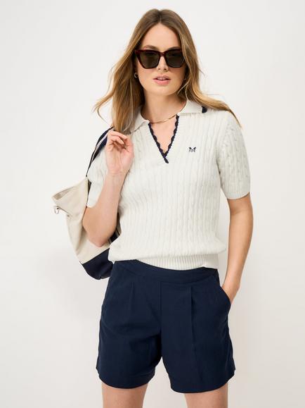 Crew Clothing Heritage Cable Knit Top, White