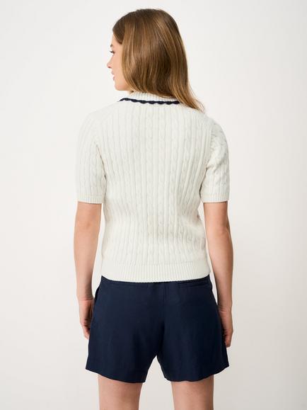 Crew Clothing Heritage Cable Knit Top - view 2, White