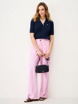 Crew Clothing Wide Leg Linen Rich Trousers - view 2, Light Pink