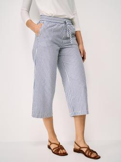 Crew Clothing Stripe Seersucker Cotton Trousers, Navy Blue, Navy Blue