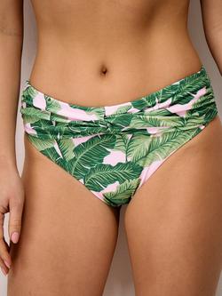Crew Clothing Palm Print Cross Over Twist Bikini Bottoms, Light Pink, Light Pink