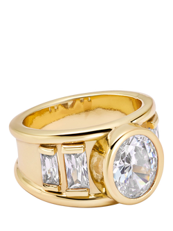 Daisy x Polly Newman Chunky Large Crystal Band Ring, Gold, Gold