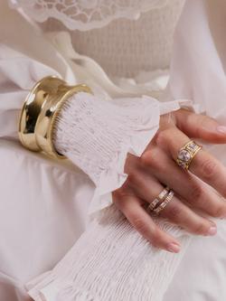Daisy x Polly Newman Chunky Large Crystal Band Ring, Gold - view 2, Gold