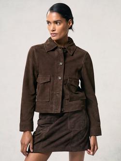 Reiss Petite Hanson Pure Suede Jacket, Chocolate, Chocolate