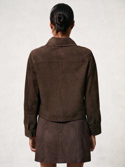 Reiss Petite Hanson Pure Suede Jacket, Chocolate - view 2, Chocolate