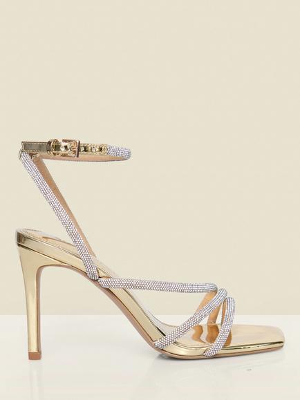 Sosandar Jewel Strap Stiletto Heel Sandals, Gold, Gold