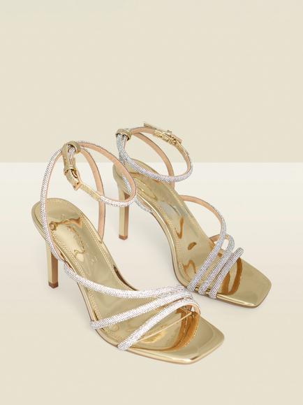 Sosandar Jewel Strap Stiletto Heel Sandals, Gold - view 2, Gold