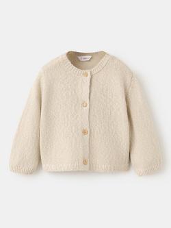 Mango Baby Cotton Blend Knit Cardigan, Raw, Raw