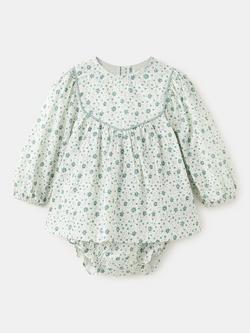 Mango Baby Long Sleeve Floral Dress Set, Cream, Cream