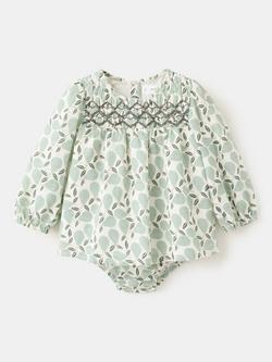Mango Baby Vestido Smock Dress and Bloomers Set, Off White/Multi, Off White/Multi