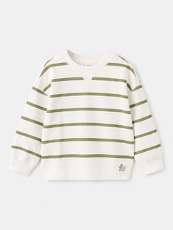 Mango Baby Long Sleeve Stripe Jumper, Khaki/White, Khaki/White