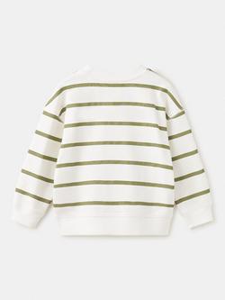 Mango Baby Long Sleeve Stripe Jumper, Khaki/White - view 2, Khaki/White