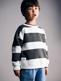 Mango Kids' Sudadera Striped Jumper, Anthracite, Anthracite