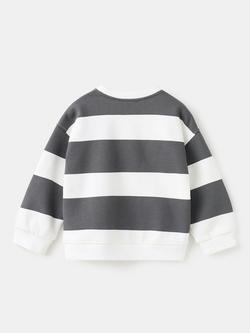 Mango Kids' Sudadera Striped Jumper, Anthracite - view 2, Anthracite