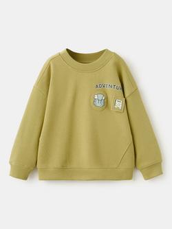 Mango Kids' Adventure Soft Cotton Graphic Sweatshirt, Lime, Lime