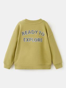 Mango Kids' Adventure Soft Cotton Graphic Sweatshirt, Lime - view 2, Lime