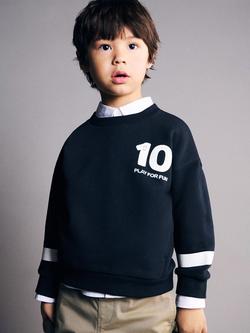 Mango Kids' Play for Fun Cotton Graphic Sweatshirt, Navy, Navy