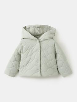 Mango Baby Quilted Hooded Coat, Green, Green