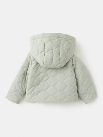 Mango Baby Quilted Hooded Coat, Green - view 2, Green
