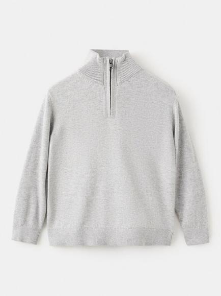 Mango Kids' Zip Jumper, Mid Grey Melange, Mid Grey Melange
