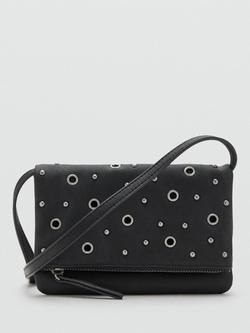 Mango Kids' Crossbody Eyelet Flapover Bag, Black, Black