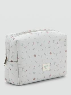 Mango Kids' Zipped Floral Cosmetic Bag, Grey - view 2, Grey