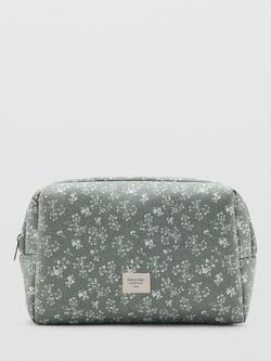 Mango Kids' Zipped Floral Cosmetic Bag, Green, Green