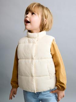 Mango Padded High Neck Gilet, Beige, Beige