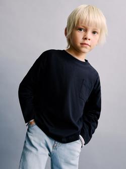 Mango Kids' Long Sleeve Top, Navy, Navy