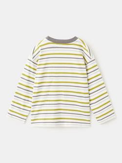 Mango Baby Long Sleeve Stripe Cotton T-Shirt, Lime - view 2, Lime
