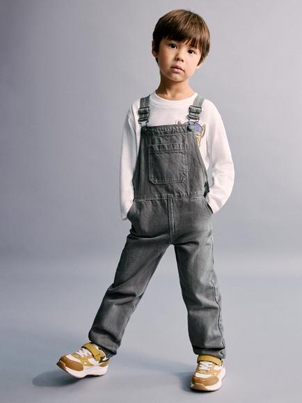 Mango Baby Denim Dungarees, Grey, Grey
