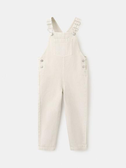 Mango Baby Denim Dungarees, Cream, Cream