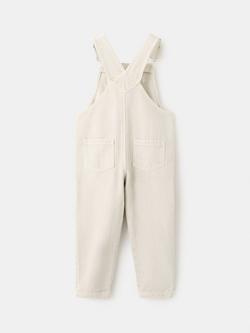 Mango Baby Denim Dungarees, Cream - view 2, Cream