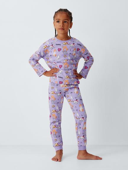 John Lewis Kids' Dog & Stripe Pyjamas, Pack of 2, Purple - view 2, Purple