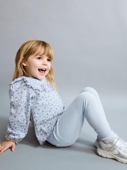 Mango Baby Cotton Blend Ribbed Leggings, Blue