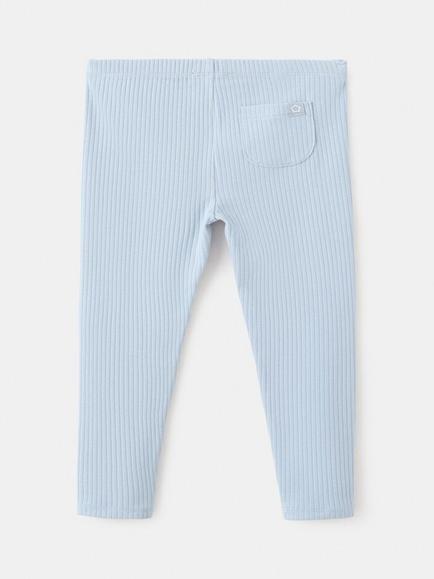 Mango Baby Cotton Blend Ribbed Leggings - view 2, Blue