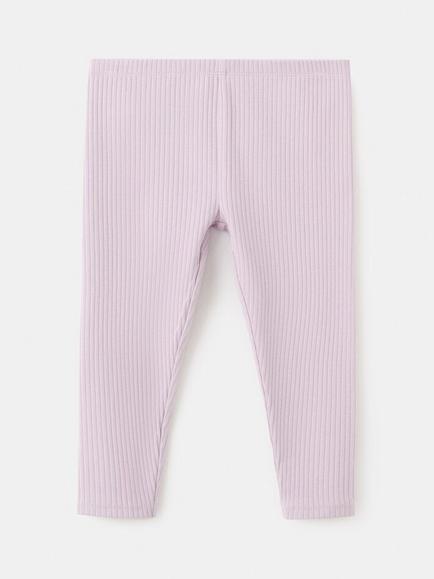 Mango Baby Cotton Blend Ribbed Leggings, Lilac