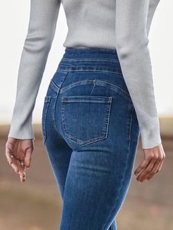 Sosandar Contour Waist Slim Leg Jeans, Blue - view 2, Blue