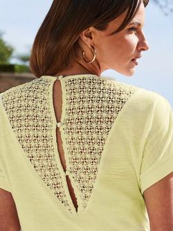 Sosandar Crochet Detail T-Shirt - view 2, Lemon Yellow