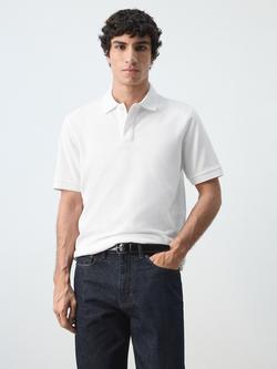 Mango Short Sleeve Cotton Polo Shirt, White