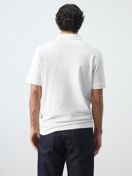 Mango Short Sleeve Cotton Polo Shirt - view 2, White