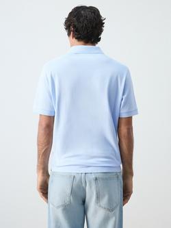 Mango Short Sleeve Cotton Polo Shirt - view 2, Sky Blue