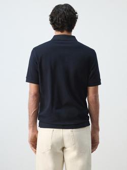 Mango Short Sleeve Cotton Polo Shirt - view 2, Navy