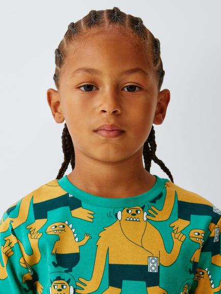 John Lewis Kids' Monster Pyjamas, Green - view 2, Green