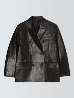 STAND STUDIO Alondra Pure Leather Blazer, Black, Black