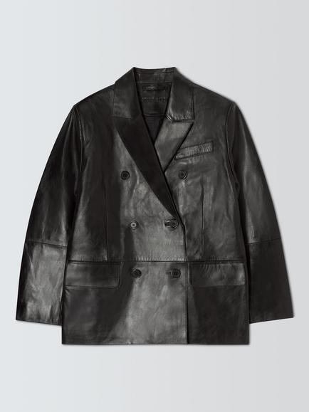 STAND STUDIO Alondra Pure Leather Blazer, Black, Black