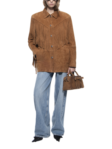 STAND STUDIO Estee Fringe Suede Jacket, Tan, Tan